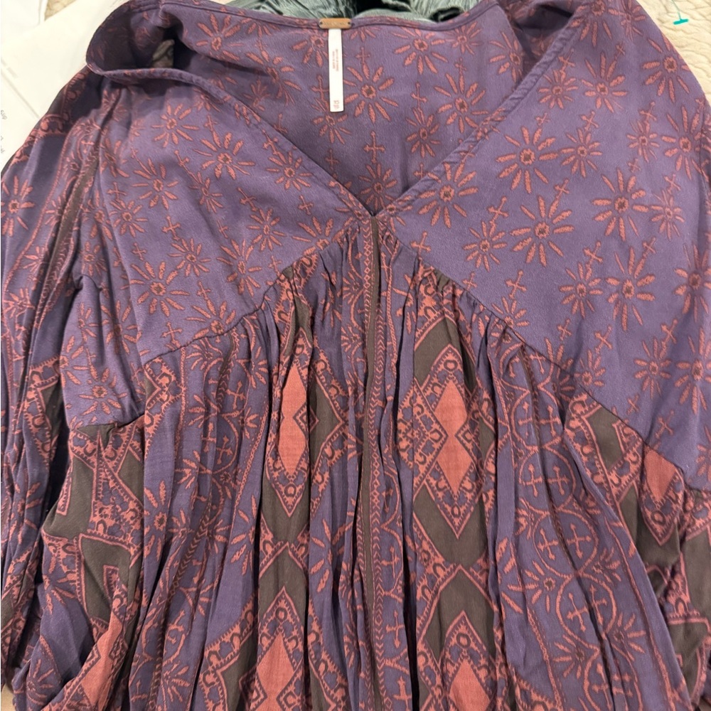 Free People Purple and Red Patterned Tunic Top - Picture 5 of 6